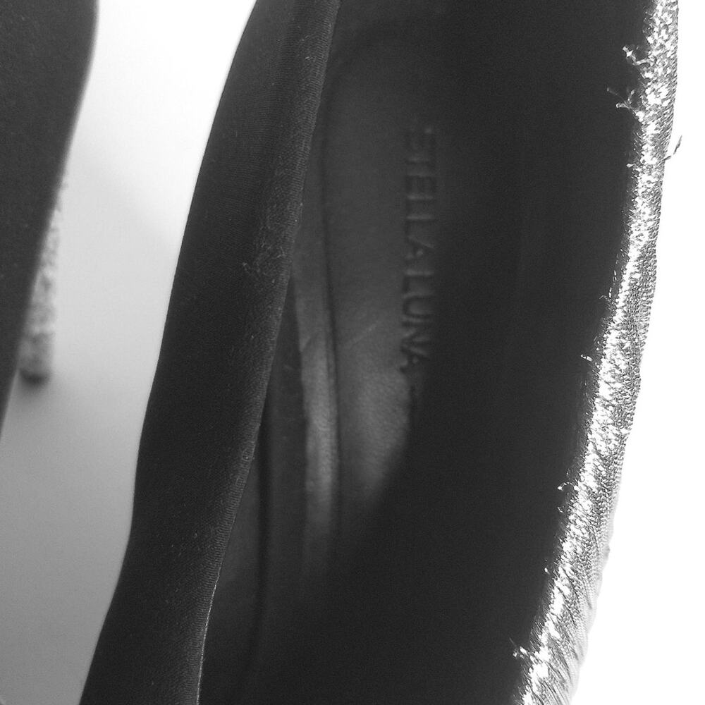 Stella Luna Disco Glam Silver Pleated & Black Pumps with Glitter Heel Size 38 - Picture 8 of 13